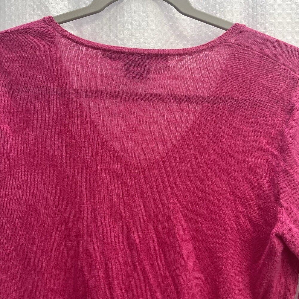 Ralph Lauren Sport Pink Linen Blend V Neck Sweater Golf Tennis Medium Pony - Picture 9 of 9